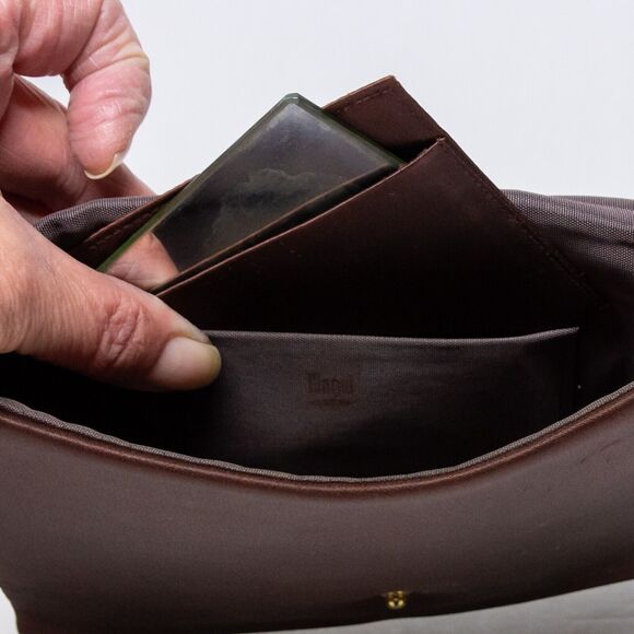 Envelop Clutch Vintage MAGID Brown Beaded Purse Antique Bag with Original Mirror - Picture 4 of 8